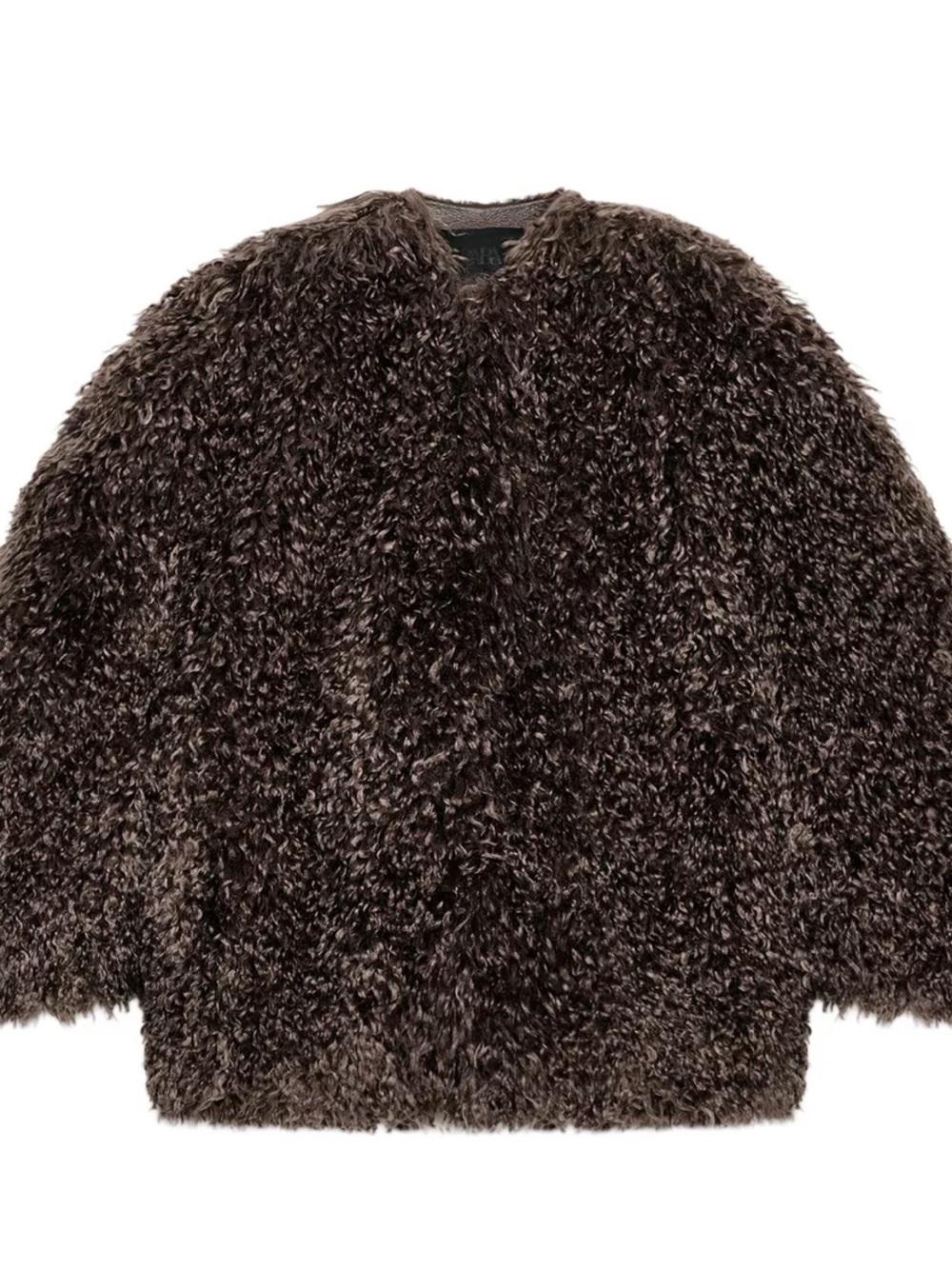 Zara Plush Faux Fur Jacket in Dark Brown